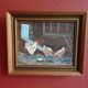Painting, farmyard painting, hens signed