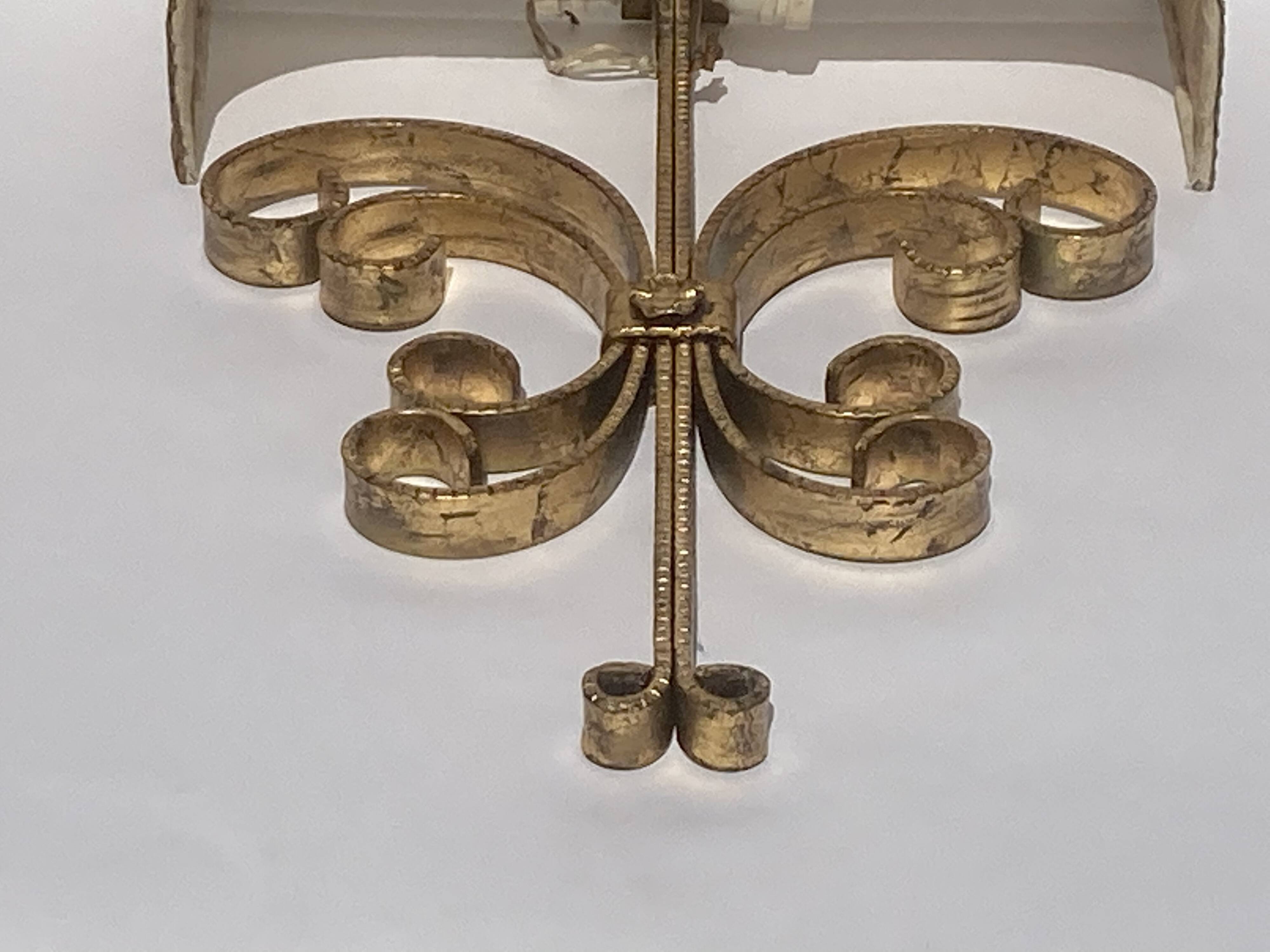 Wrought iron Hollywood regency wall sconce