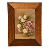 Painting, bouquet of flowers, oil, signed J. Fleig, 20th century