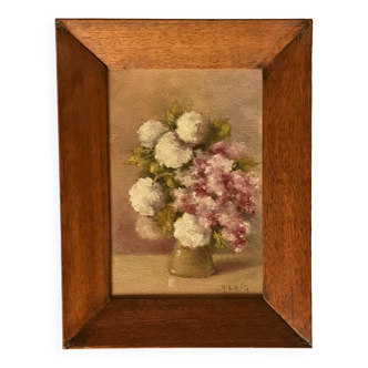 Tableau, bouquet de fleurs, huile ,signé J. Fleig, XX ème