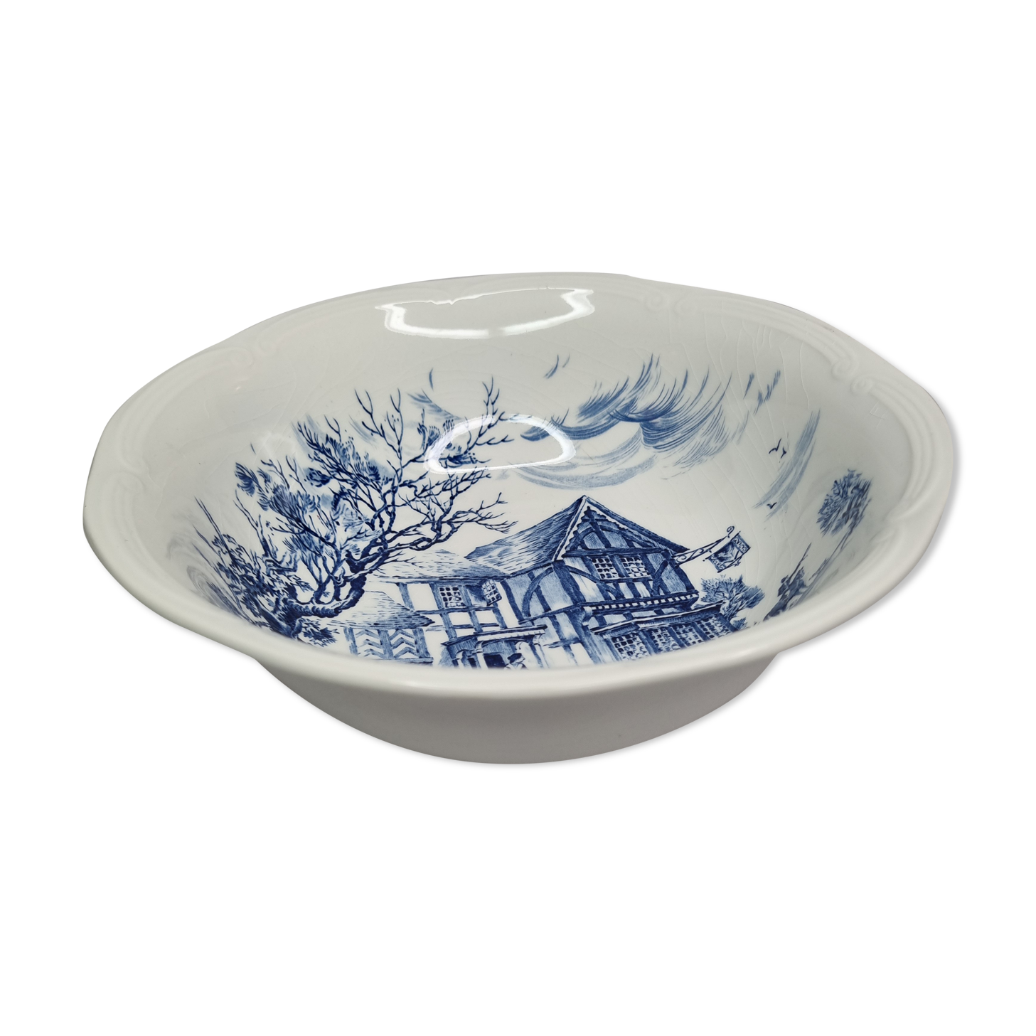 Earthenware vegetable with blue décor Gien Wedgwood