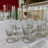 5 flûtes à champagne en cristal Année 70