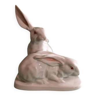 Eva Vastagh: Pair of Rabbits - Herend