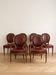 Set of 6 Louis XVI style medallion chairs and armchairs in burgundy leather.