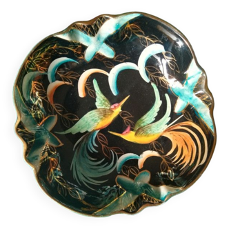 Plat vintage H.Becquet Quaregnon motif colibri