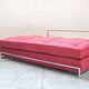 Vintage 1980s Eileen Gray Red Fabric and Metal Daybed