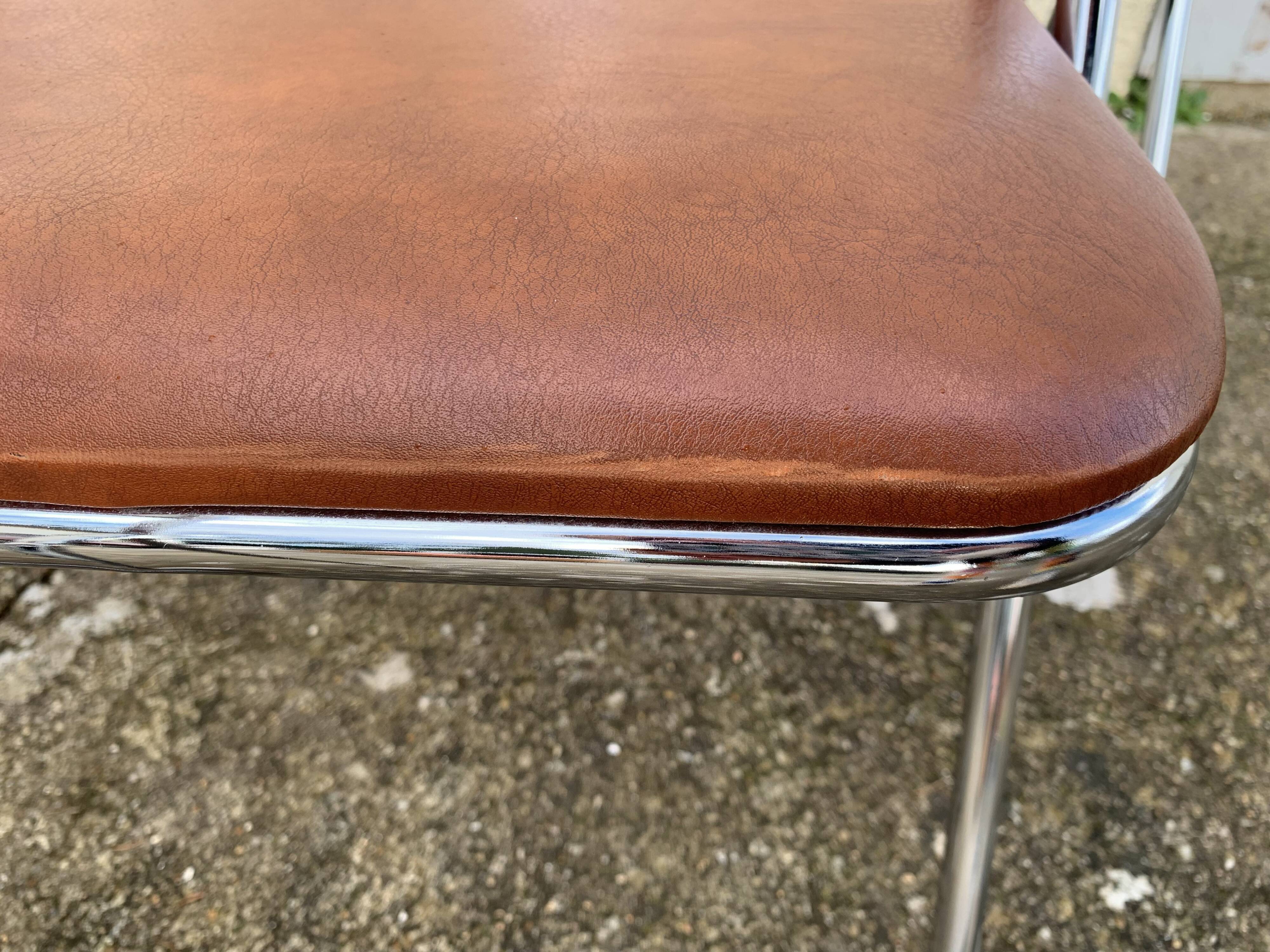 10 vintage skai and chrome metal folding chairs 1970