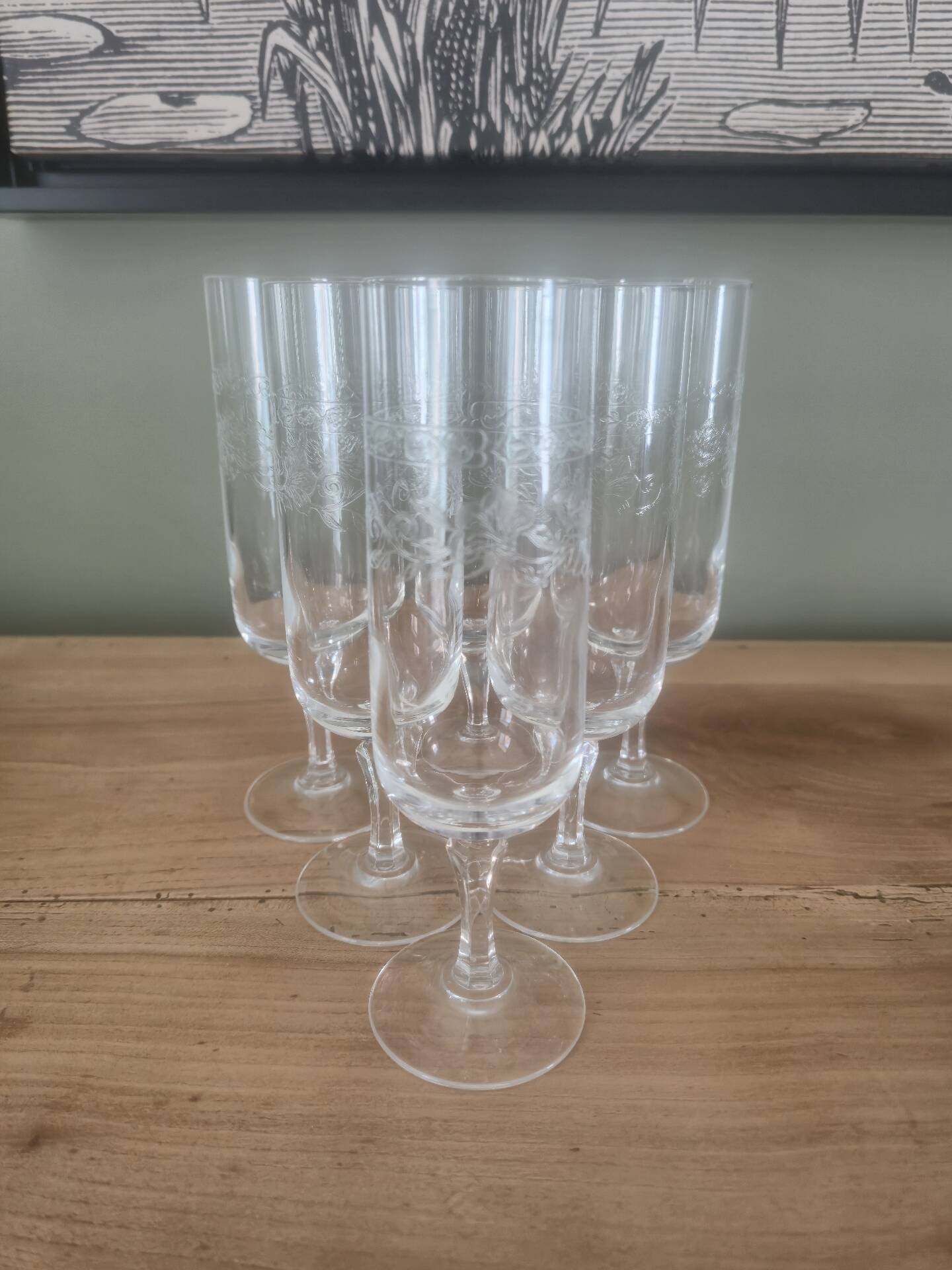 6 crystal champagne flutes from Cristal d'Arques Matignon