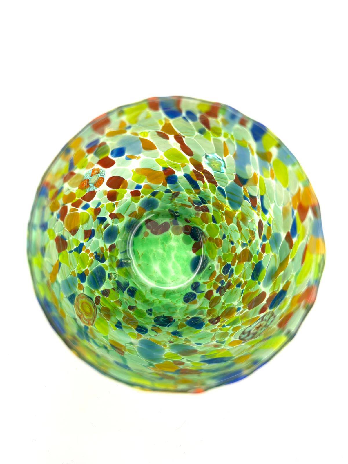 Set of 6 blown glass glasses with Murano murrine.