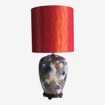 Vintage ceramic table lamp with tangerine shade