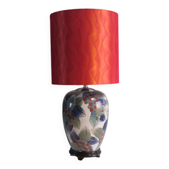 Vintage ceramic table lamp with tangerine shade