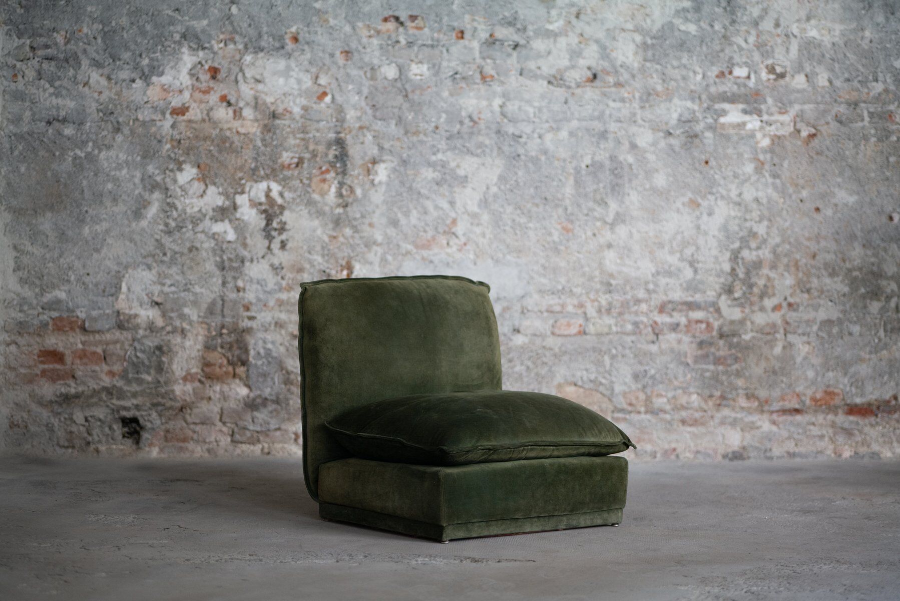 Vintage suede leather armchair, Italy, 1970s