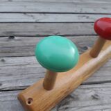 Vintage wall coat rack - Wood and plastic - 1970s