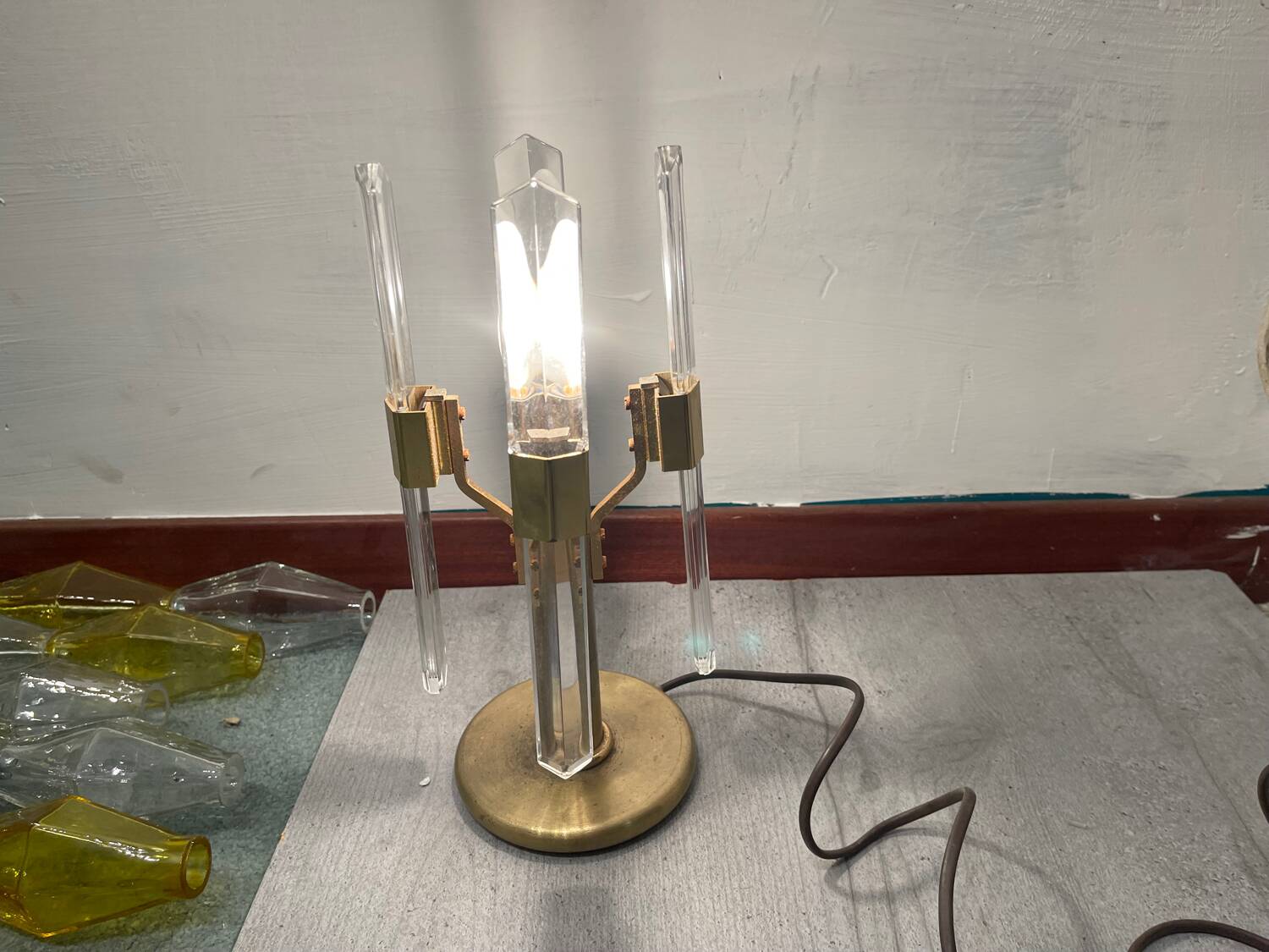 Italian Brass Crystal Table Lamps 1970’s