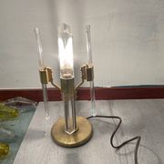 Lampes de table italiennes en laiton et cristal des années 1970