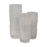 Set of 3 Vases, candle wax pattern, Sklo Union glassware, Czech Republic. 1970