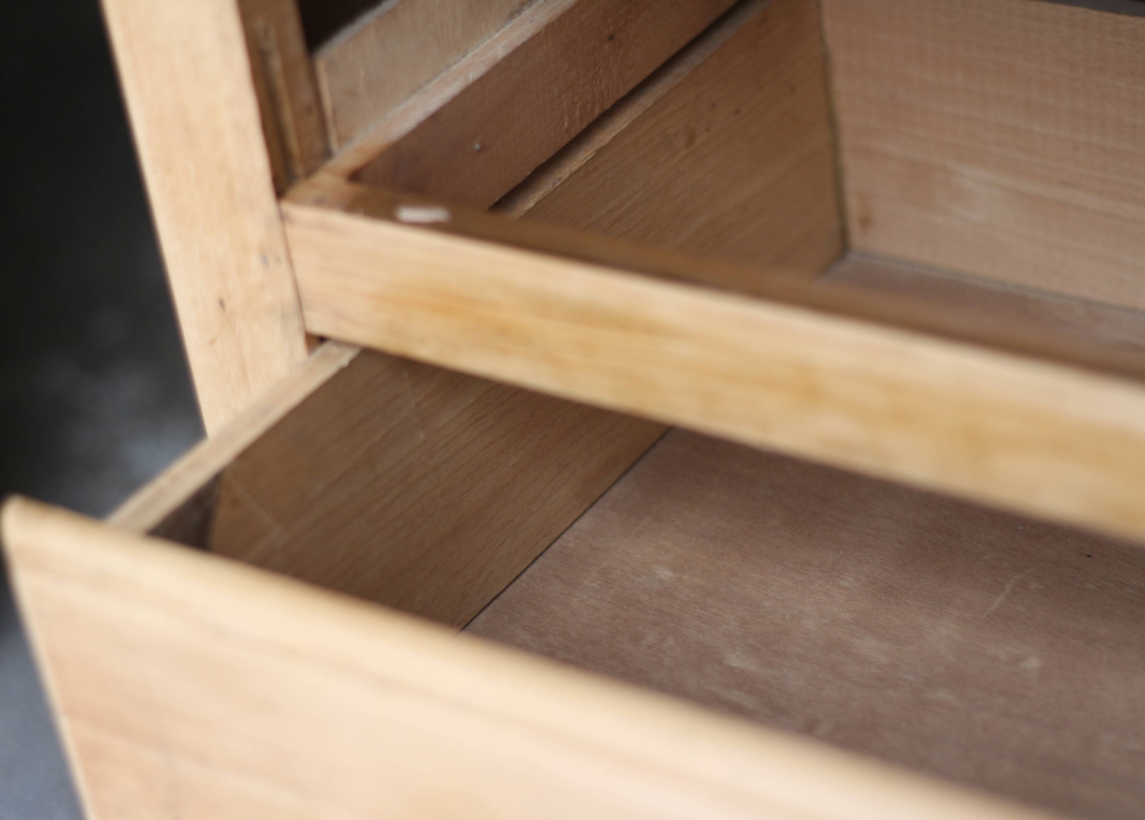 Small art deco chest of drawers in natural wood