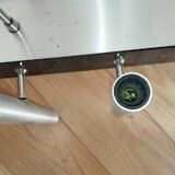 Sculptural vintage 70s chandelier – metal & aluminium – 55 × 26 cm