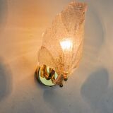 Frosted leaf wall lamp, murano glass, italy, 1970