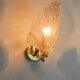 Frosted leaf wall lamp, murano glass, italy, 1970