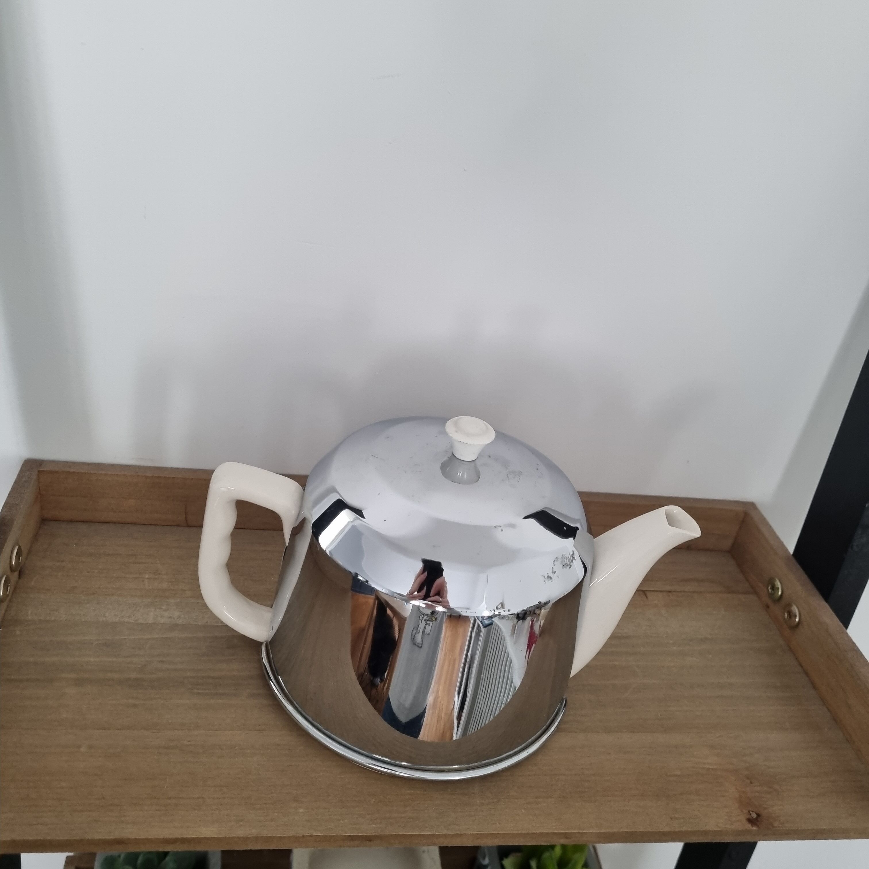 Bell porcelain and vintage stainless steel teapot