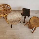 Vintage rattan side table/stool