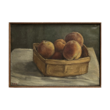Peaches and apricots still life hst by claude volkenstein