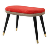 Scandinavian stool with red velvet and brass