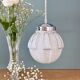 Vintage art deco globe pendant light in white and silver Clichy glass