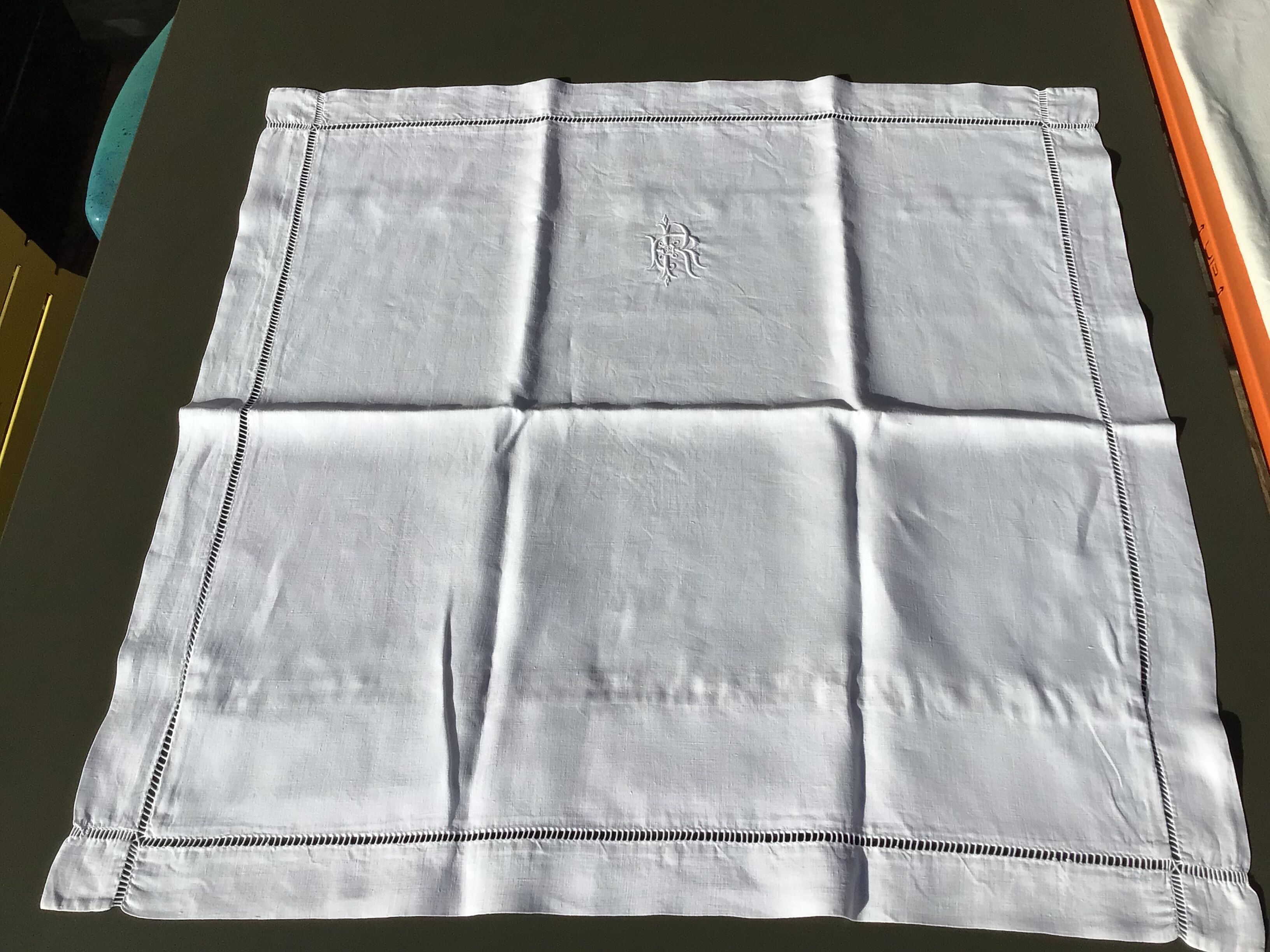 Pillowcase linen embroidered RR interlaced day scale