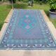 Tunisian carpet in turquoise wool and fuchsia 157x267cm