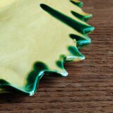 Vintage Fish Plate in Barbotine – Yellow Fish Serving Dish