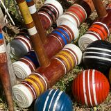 Old wooden croquet game