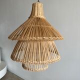 Rattan pendant lamp or light in the shape of an Asian lantern