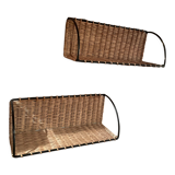 Pair rattan shelf vintage 50s
