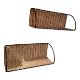 Paire d'étagères rotin vintage années 50