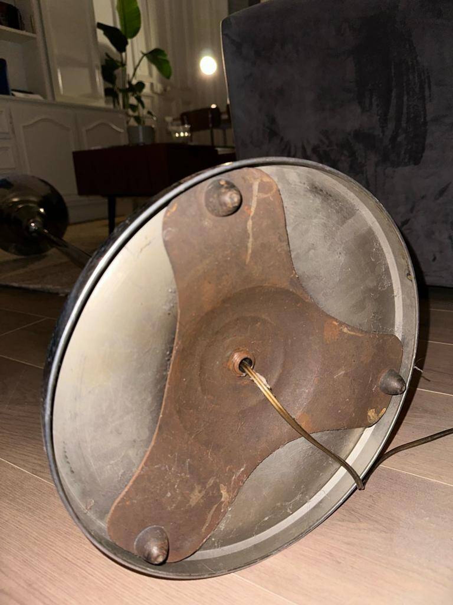 Vintage art deco floor lamp, chrome metal, France 1930