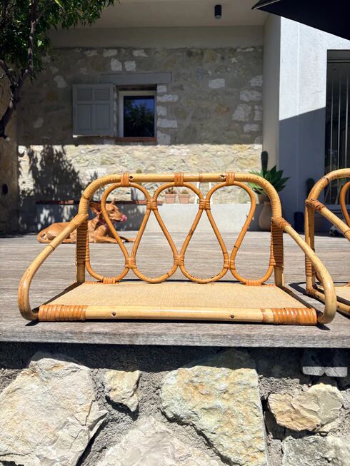 Vintage rattan shelf pair "Celestine"