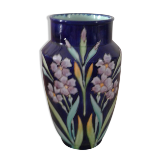 Vase emaux flower of Lys Longchamp iron earth