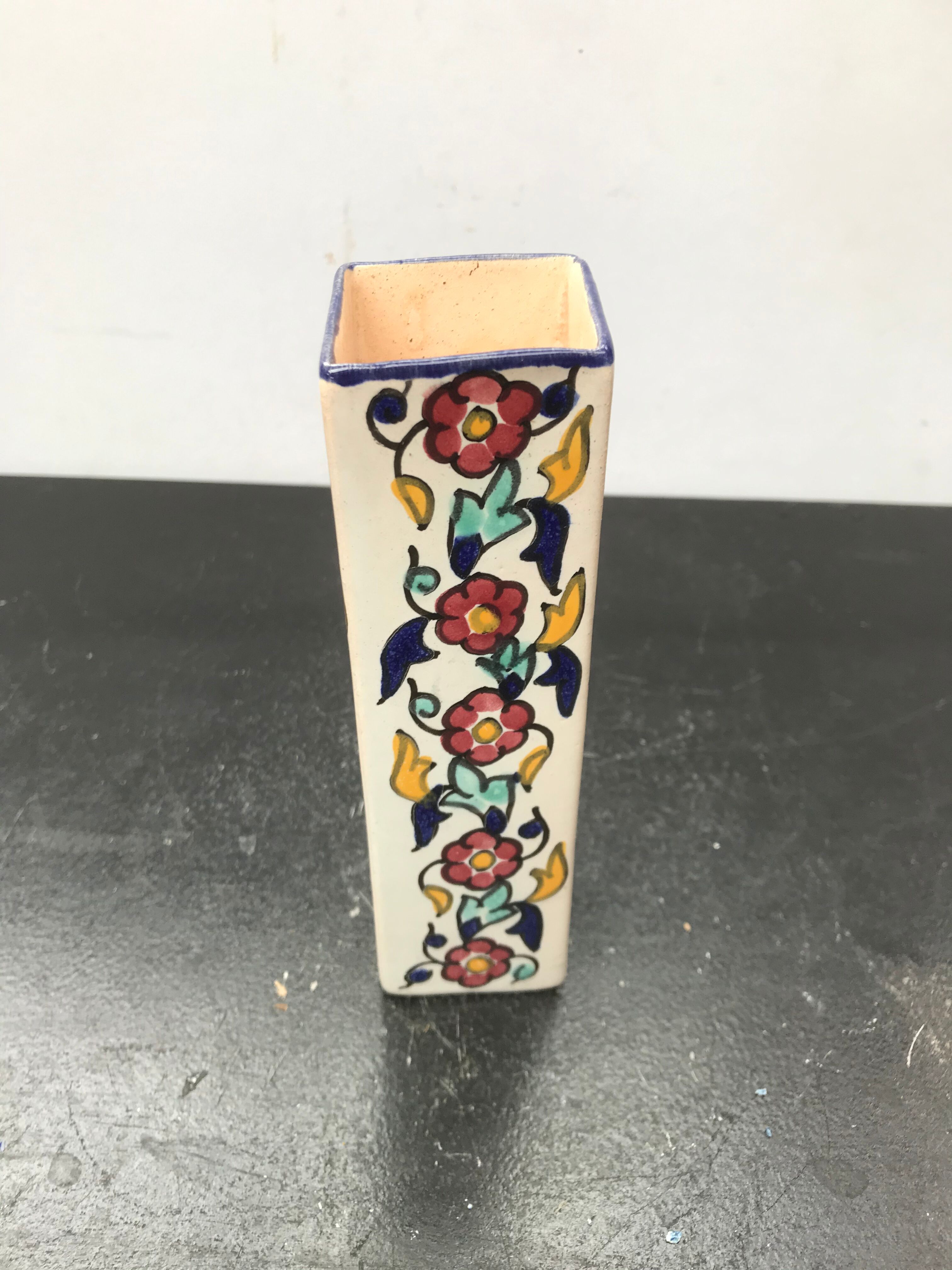 Former vase square ceramic decor vintage flowers