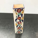 Vase carré céramique décor fleurs vintage