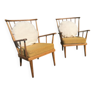 2 Fauteuils Éventail Baumann restaurés