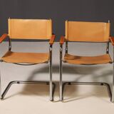 Pair of Cantilever Tubular Steel Armchairs MG5 Grassi style 1970´s
