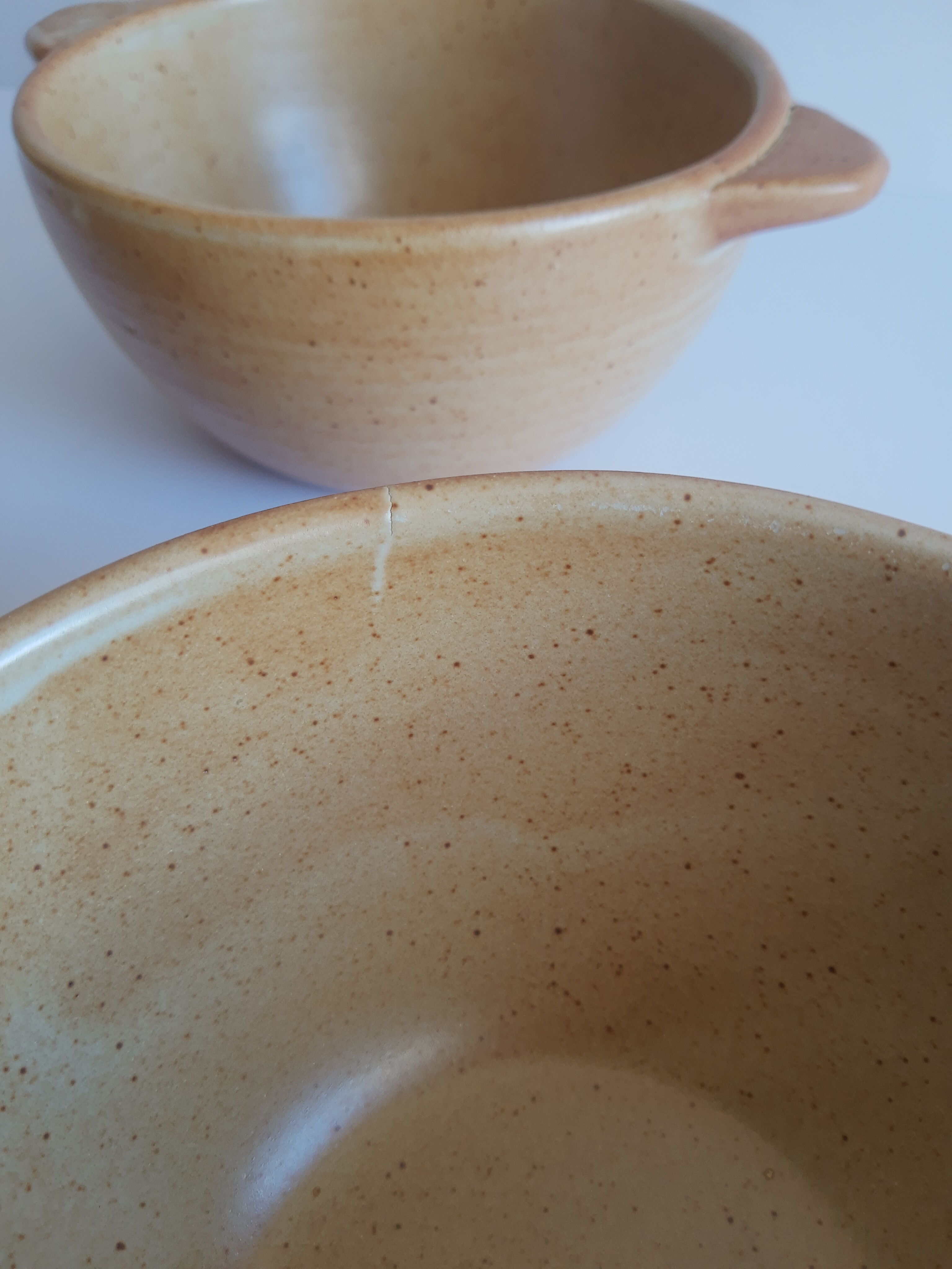 Set of 6 ear bowls in gres cnp gres village France vintage old