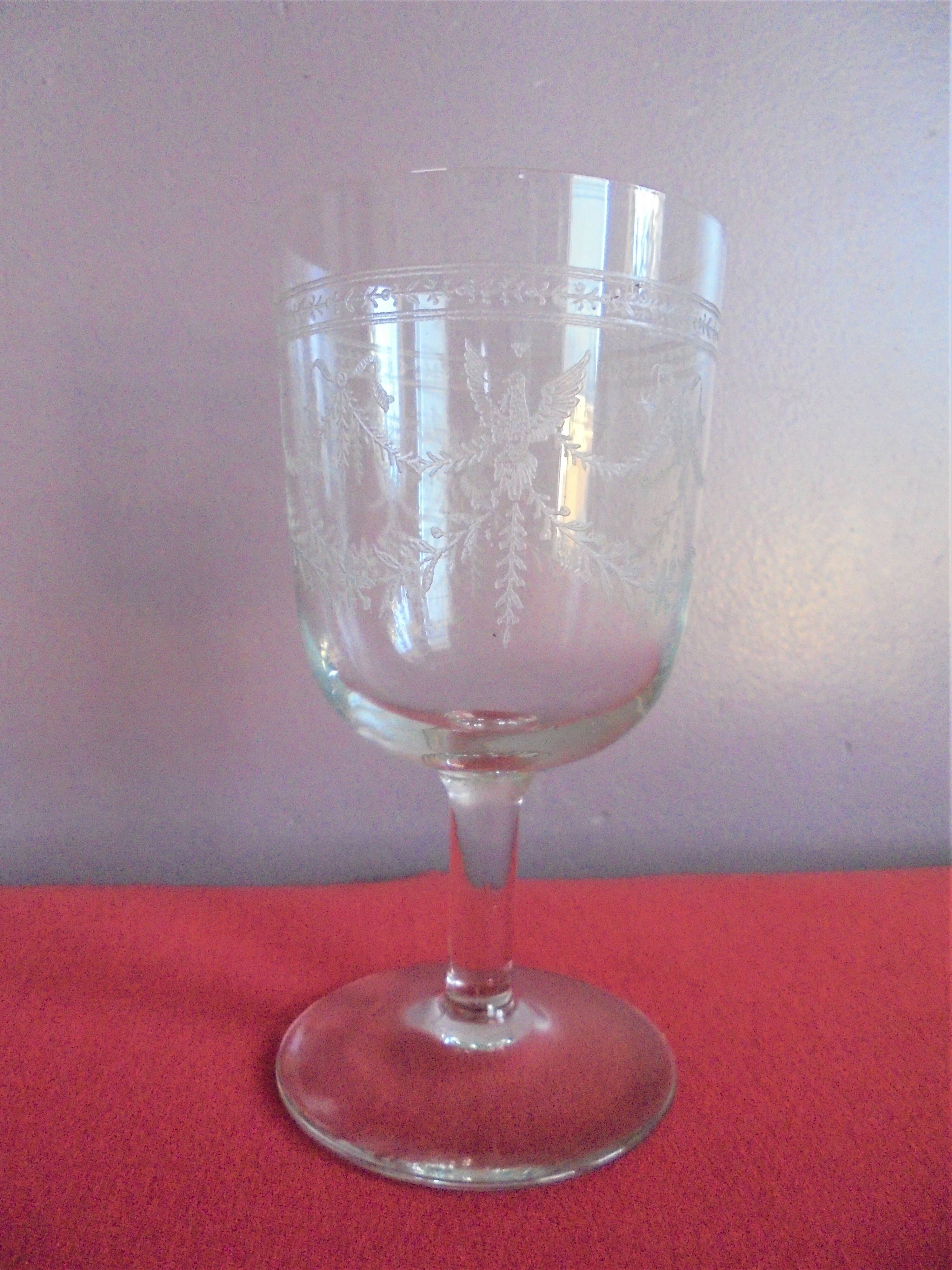 Lot 5 verres à pied cristal ciselé hauteur 14,5 cm