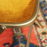 Folding chaisor chairs, gold structure and vintage golden yellow velvet