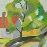 Framed oil on panel "Kopia" by TW, Sweden mid 20th century.