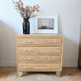 Commode vintage en chêne et poignées dorées