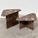 Set of 2 Belgian Rouge Griotte marble coffee tables, vintage postmodern nesting