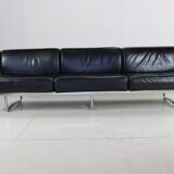 Magnifique canapé trois places LC5 en cuir noir de Cassina